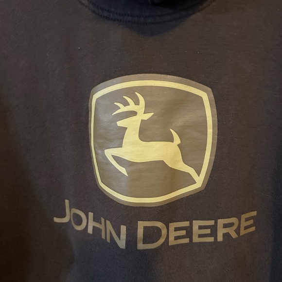 John Deere Heavy Brown Sweatshirt/Hoody Zipper Front Size Large - Picture 5 of 10